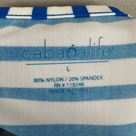 Cabana Life Zipper Swim Dress Cover Up Stripes UPF 50+ Blue White Women's Large - Picture 10 of 13